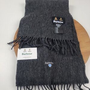 Barbour Lambswool Charcoal Gray Unisex Scarf NWT Scotland